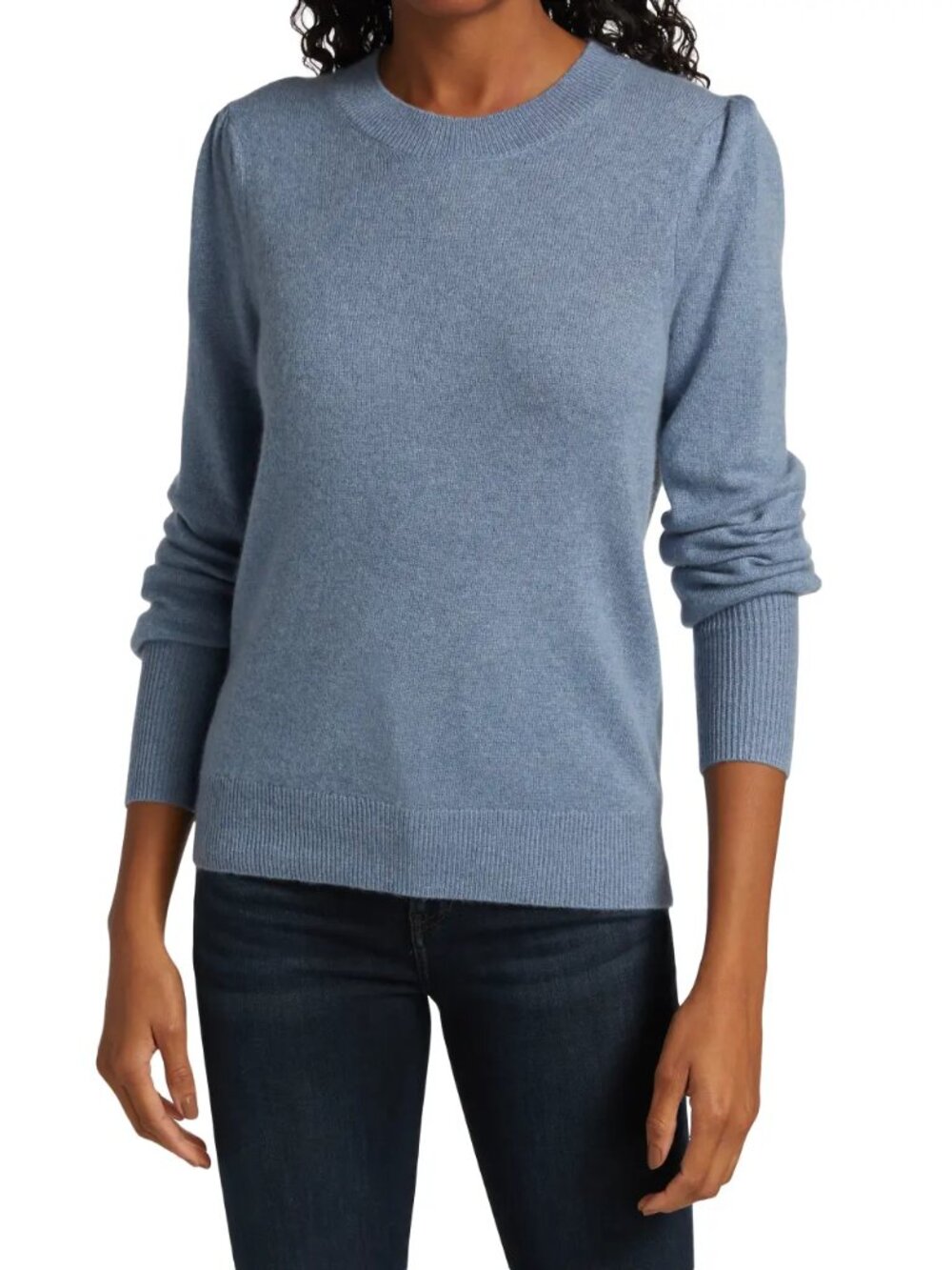 Veronica Beard 100% Cashmere Puff Sleeve Sweater Light Blue XS